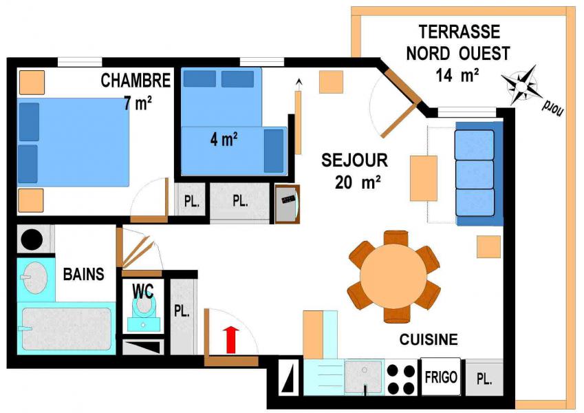 Rent in ski resort 3 room apartment 6 people (B18) - Résidence le Bonheur des Pistes - Val Cenis