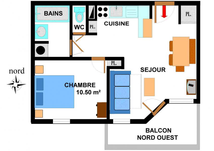 Location au ski Appartement 2 pièces 4 personnes (B44) - Résidence le Bonheur des Pistes - Val Cenis - Plan