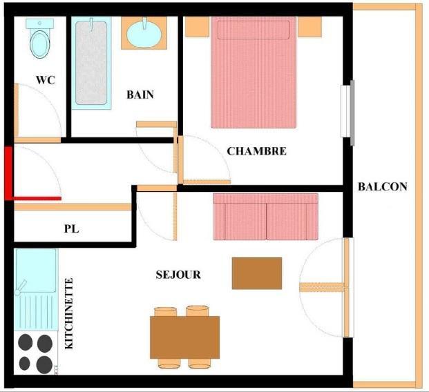Skiverleih 2-Zimmer-Appartment für 4 Personen (E317) - Résidence les Alpages - Val Cenis - Plan