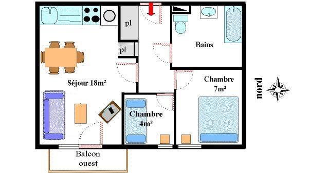 Ski verhuur Appartement 3 kamers 5 personen (10) - Résidence les Essarts - Val Cenis - Kaart