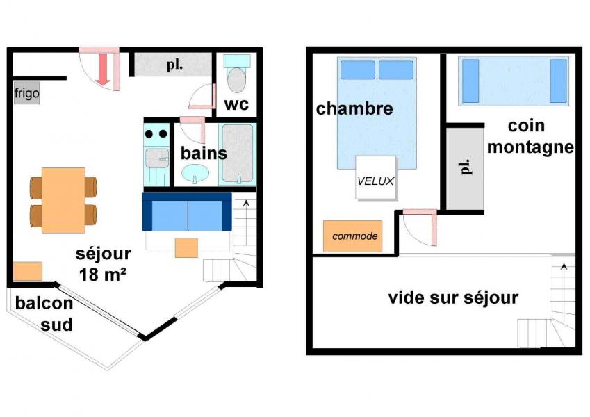 Аренда на лыжном курорте Апартаменты 2 комнат 6 чел. (239) - Résidence les Hauts de Val Cenis - Val Cenis - план