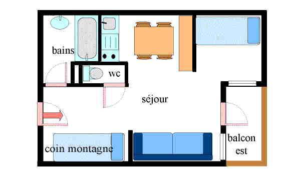 Аренда на лыжном курорте Квартира студия со спальней для 4 чел. (036) - Résidence Triade - Val Cenis - план
