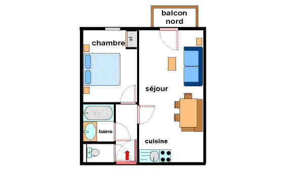 Аренда на лыжном курорте Апартаменты 2 комнат 4 чел. (A21) - Résidence Valmonts - Val Cenis - план