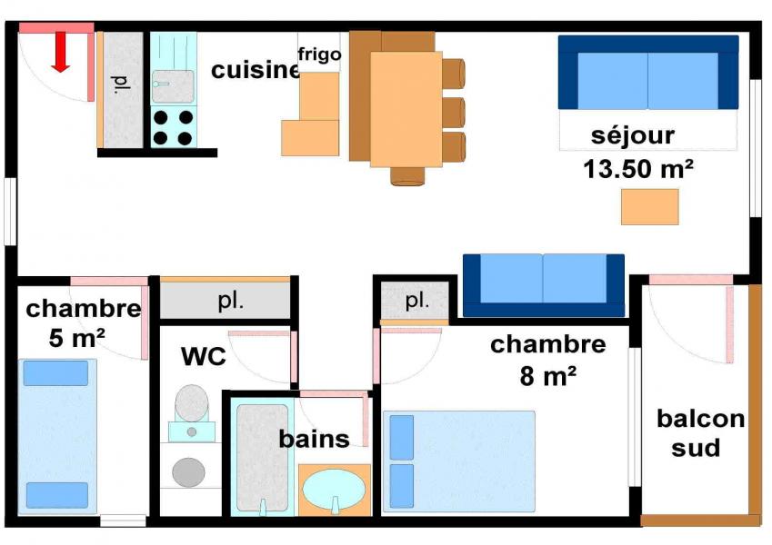 Location au ski Appartement 3 pièces 7 personnes (AR21) - Résidences du Quartier Napoléon - Val Cenis - Plan