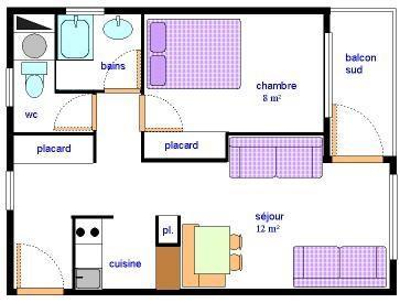 Rent in ski resort 2 room apartment 5 people (AR27) - Résidences du Quartier Napoléon - Val Cenis - Plan