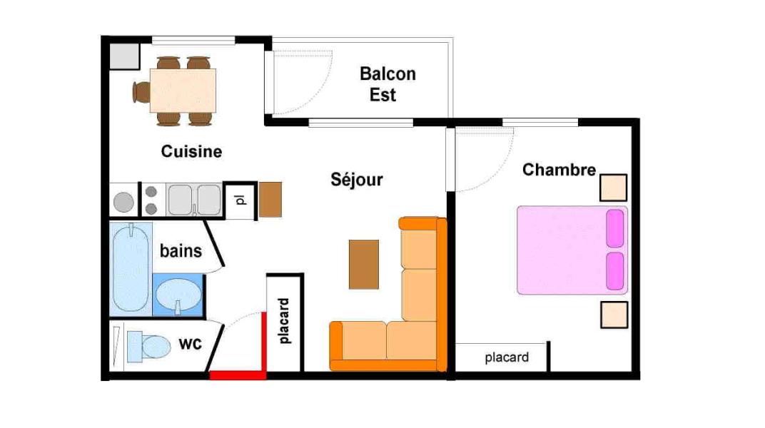 Аренда на лыжном курорте Апартаменты 2 комнат 5 чел. (B13) - Résidences du Quartier Napoléon - Val Cenis - план