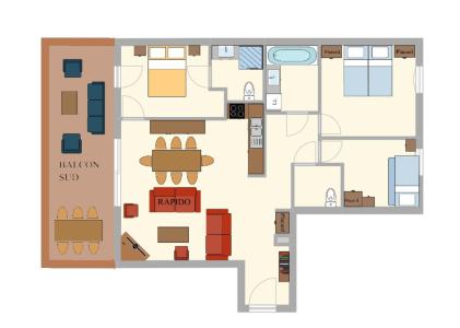 Rent in ski resort 4 room apartment 8 people (11) - Résidence Akina - Val Cenis - Plan