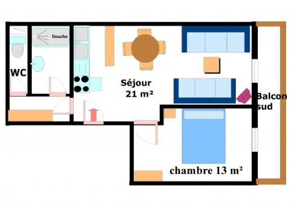 Location au ski Appartement 2 pièces 5 personnes (001) - Résidence Jorcin Lanslebourg - Val Cenis - Plan