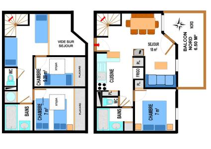 Wynajem na narty Apartament duplex 4 pokojowy 10 osób (A73) - Résidence le Bonheur des Pistes - Val Cenis - Plan