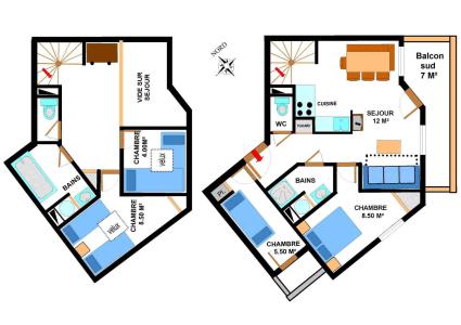 Location au ski Appartement duplex 5 pièces 10 personnes (B37) - Résidence le Bonheur des Pistes - Val Cenis - Plan