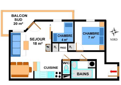 Wynajem na narty Apartament 3 pokojowy 6 osób (B29M) - Résidence le Bonheur des Pistes - Val Cenis - Plan
