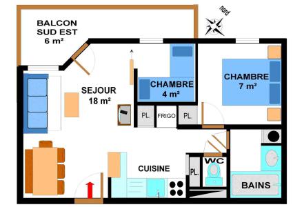 Location au ski Appartement 3 pièces 6 personnes (B28M) - Résidence le Bonheur des Pistes - Val Cenis - Plan