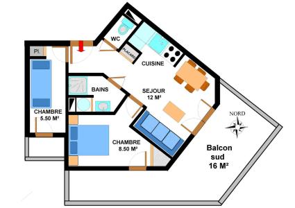 Skiverleih 3-Zimmer-Appartment für 5 Personen (B11) - Résidence le Bonheur des Pistes - Val Cenis - Plan