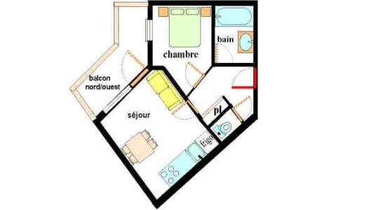 Rent in ski resort 2 room apartment 4 people (E304) - Résidence les Alpages - Val Cenis - Plan
