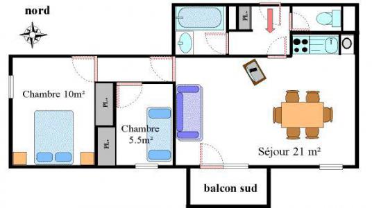 Location au ski Appartement 3 pièces 6 personnes (13) - Résidence les Essarts - Val Cenis - Plan
