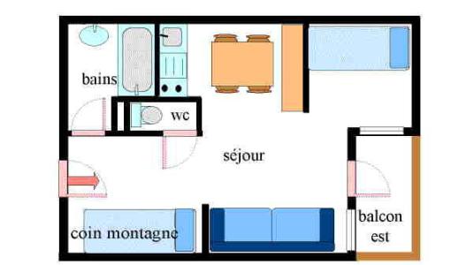 Rent in ski resort Studio sleeping corner 4 people (036) - Résidence Triade - Val Cenis - Plan
