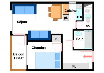 Location au ski Appartement 2 pièces 5 personnes (034) - Résidences du Quartier Napoléon - Val Cenis - Plan