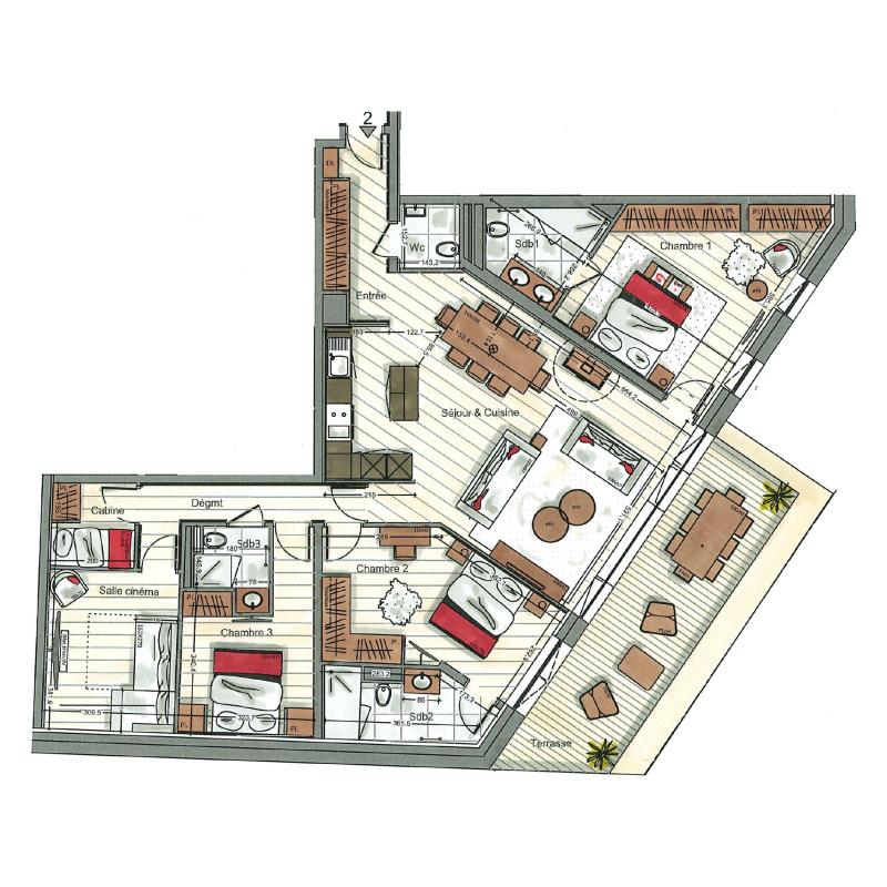 Location au ski Appartement 4 pièces cabine 6-8 personnes (02) - Alaska Lodge - Val d'Isère - Plan