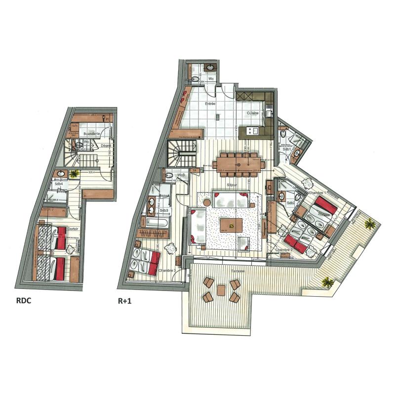 Skiverleih 5 Zimmer Maisonettewohnung für 10-12 Personen (04) - Alaska Lodge - Val d'Isère - Plan