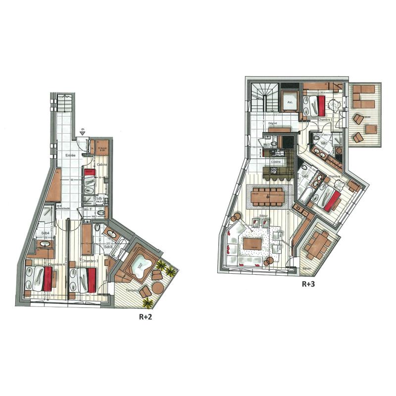 Location au ski Appartement 5 pièces cabine 8-10 personnes (06) - Alaska Lodge - Val d'Isère - Plan