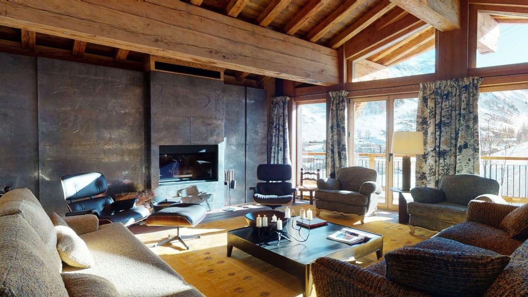 Rent in ski resort 6 room quadriplex chalet 14 people - Chalet Ottawa - Val d'Isère - Living room