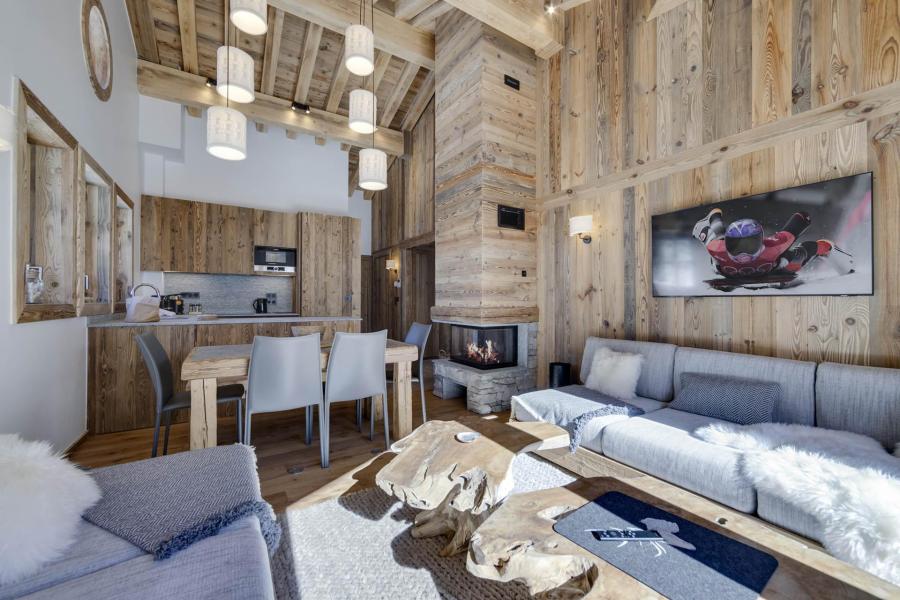 Skiverleih 4-Zimmer-Holzhütte für 6 Personen (RIVES 6) - Résidence les Rives de l'Isère - Val d'Isère - Wohnzimmer