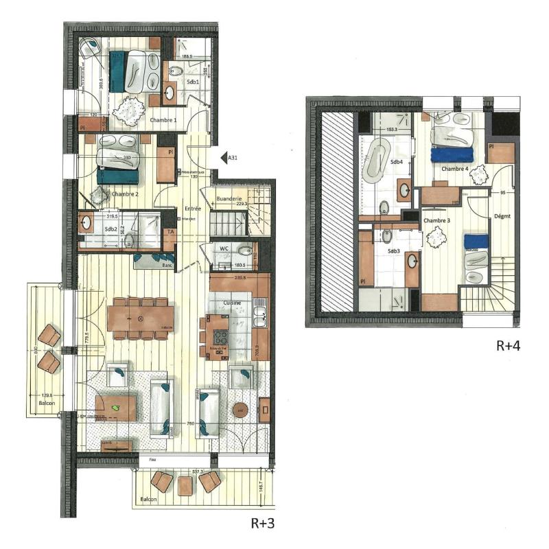 Skiverleih 5 Zimmer Maisonettewohnung für 8 Personen (A31) - Vail Lodge - Val d'Isère - Plan