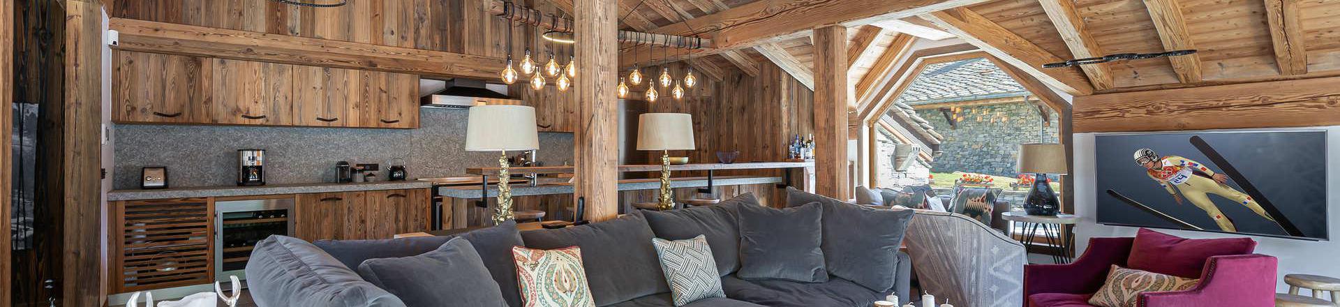 Rent in ski resort 6 room chalet 14 people - Chalet Hermine Blanche - Val d'Isère - Living room