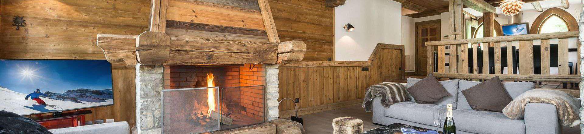 Rent in ski resort 6 room quadriplex chalet 10 people - Chalet Petit Yéti - Val d'Isère - Living room