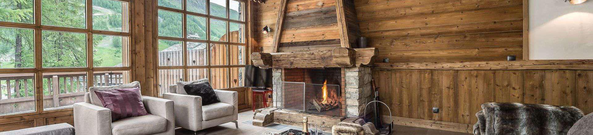 Ski verhuur Chalet quadriplex 6 kamers 10 personen - Chalet Petit Yéti - Val d'Isère - Woonkamer