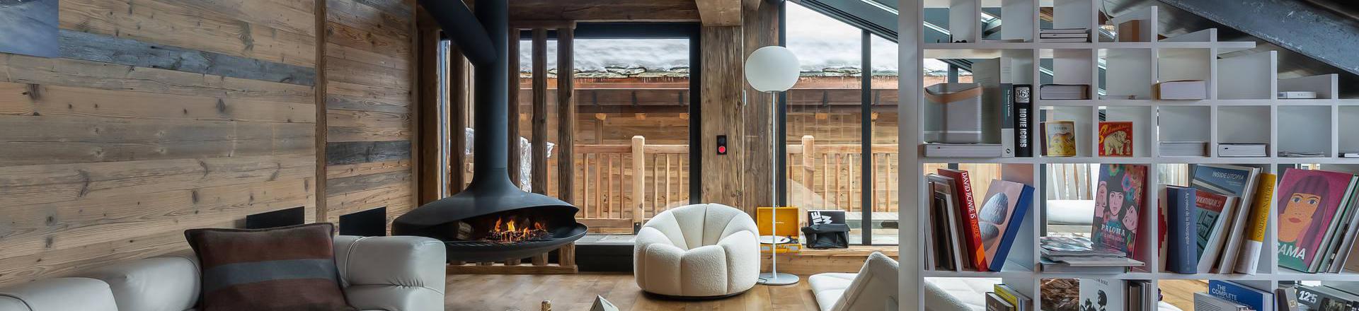 Rent in ski resort 6 room quadriplex chalet 10 people - Chalet Snowy Breeze - Val d'Isère - Living room