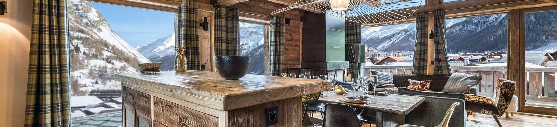 Rent in ski resort 5 room triplex chalet 10 people - Chalet Tasna - Val d'Isère - Living room