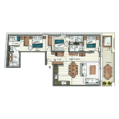 Skiverleih Wohnung 4 Zimmer Kabine 6-8 Personen (03) - Alaska Lodge - Val d'Isère - Plan