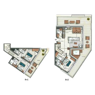 Rent in ski resort 4 room duplex apartment cabin 6-8 people (05) - Alaska Lodge - Val d'Isère - Plan