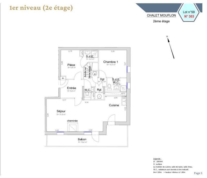 Rent in ski resort 4 room duplex apartment 8 people (303) - Chalet Mouflon - Val Thorens - Plan