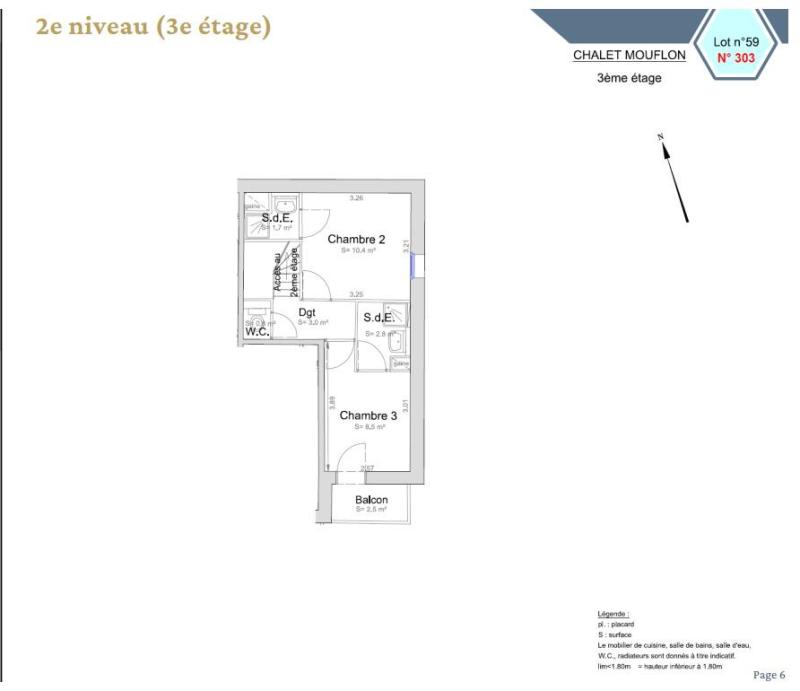 Rent in ski resort 4 room duplex apartment 8 people (303) - Chalet Mouflon - Val Thorens - Plan