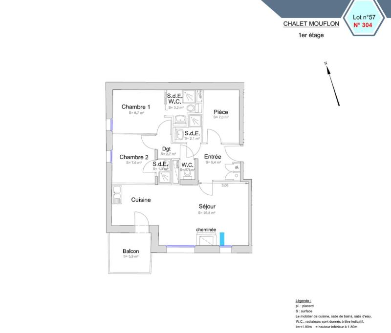 Wynajem na narty Apartament 4 pokojowy kabina 6 osób (304) - Chalet Mouflon - Val Thorens - Plan