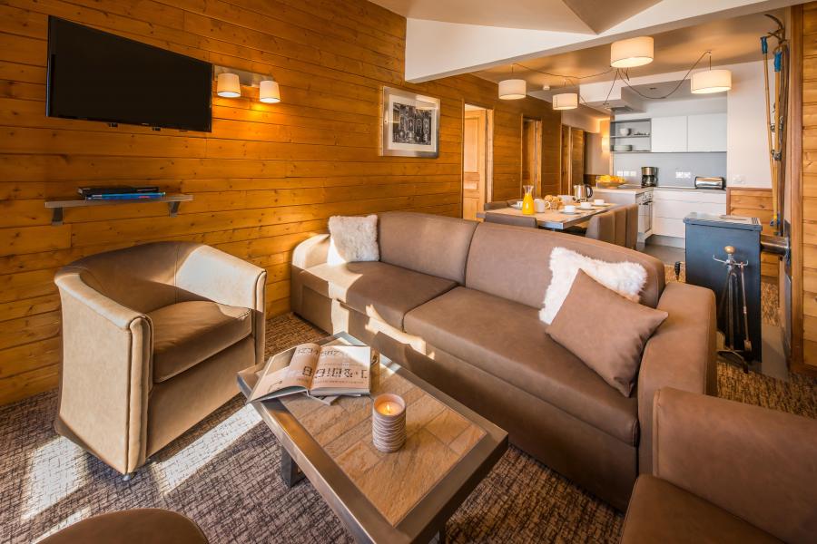 Rent in ski resort 4 room cosy cabin apartment 6-8 people - Chalet Val 2400 - Val Thorens - Living room