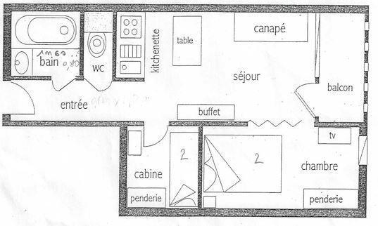 Location au ski Appartement 2 pièces cabine 4 personnes (606) - La Résidence les Lauzières - Val Thorens - Plan