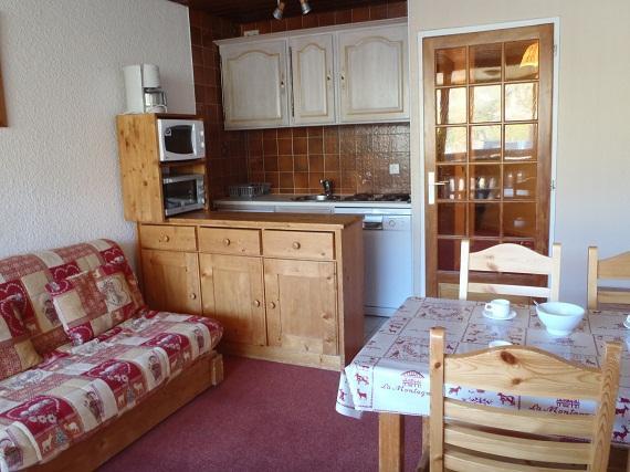 Ski verhuur Studio cabine 4 personen (T3) - Résidence le Sérac - Val Thorens - Woonkamer