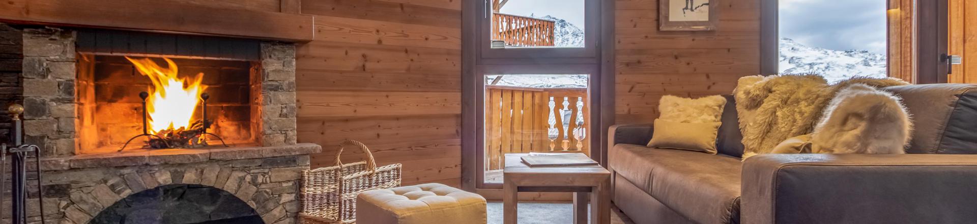 Аренда на лыжном курорте Апартаменты 3 комнат 4 чел. - Chalet Altitude - Val Thorens - Камин