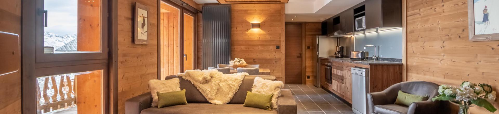 Rent in ski resort 3 room apartment 4 people - Chalet Altitude - Val Thorens - Living room