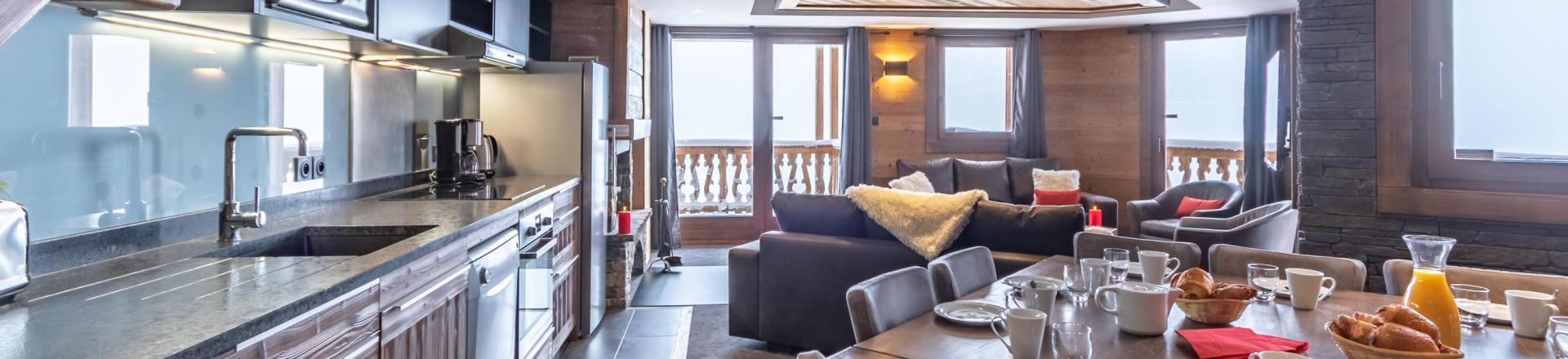 Аренда на лыжном курорте Апартаменты дуплекс 6 комнат 10 чел. - Chalet Altitude - Val Thorens - Кухня
