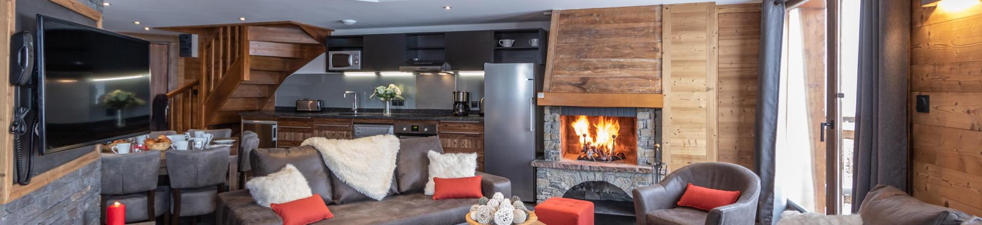 Skiverleih 6 Zimmer Maisonettewohnung für 10 Personen - Chalet Altitude - Val Thorens - Wohnzimmer