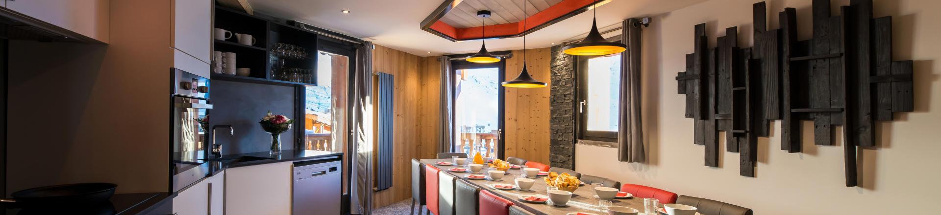 Rent in ski resort 7 room apartment 12-14 people - Chalet Altitude - Val Thorens - Kitchen