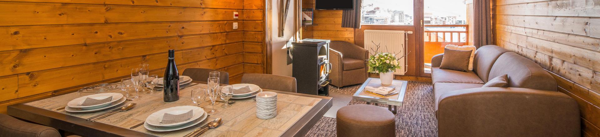 Skiverleih 3 Zimmer Appartement für 4-6 Personen (Grand Confort) - Chalet Val 2400 - Val Thorens - Wohnzimmer
