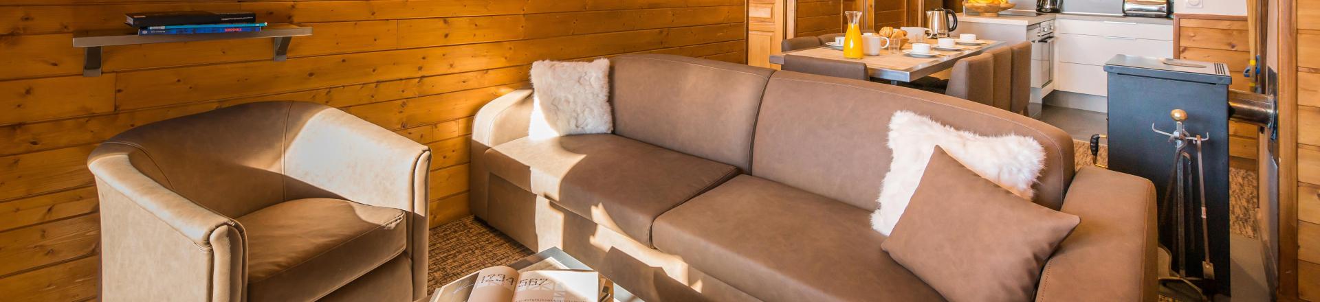 Rent in ski resort 4 room apartment 6-8 people (Grand Confort) - Chalet Val 2400 - Val Thorens - Living room