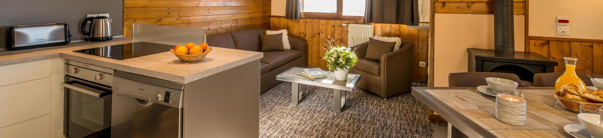 Ski verhuur Appartement 3 kamers 4-6 personen - Chalet Val 2400 - Val Thorens - Woonkamer