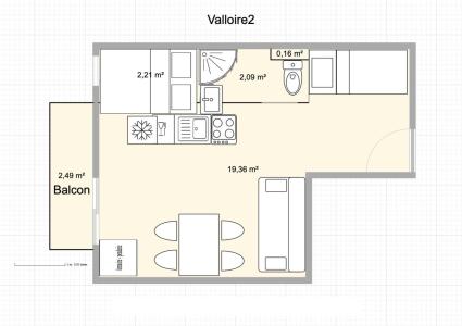Rent in ski resort 1 room apartment cabin 4 people (116) - Résidence Altair - Valloire - Plan