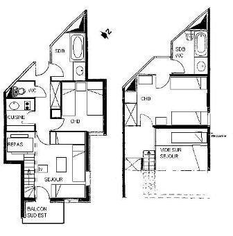 Wynajem na narty Apartament duplex 3 pokojowy 8 osób (G067) - La Résidence les Lauzes - Valmorel